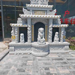 龙岩芝麻白中国黑石材套墓 花岗岩墓碑