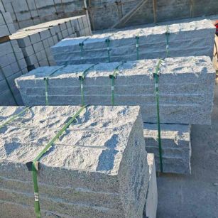 龙岩芝麻白自然面整石 坐凳